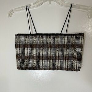 Urban outfitters tweed knit tan crop top bandeau bralette size XS